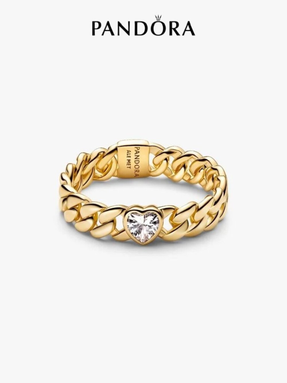 Pandora Heart Cuban Chain Ring